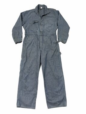 VTG Big Mac Railroad Denim Coveralls Mens 42S 80s Jumpsuit Mechanic Pinstripe